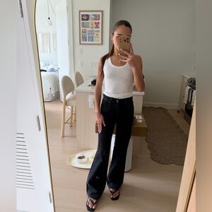 Aritzia Denim Forum Farrah High Rise Wide Leg Jeans | Black | Size 24